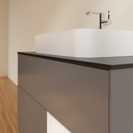 Тумба под раковину Villeroy & Boch Finion 100х50,1 см с подсветкой МДФ антрацит матовый лак/стекло черное матовое G372GFGK