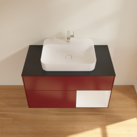 Тумба под раковину Villeroy & Boch Finion 100х50,1 см с подсветкой МДФ пион матовый лак/стекло белое матовое G372GFHB