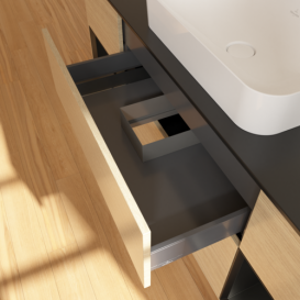 Тумба под раковину Villeroy & Boch Finion 160х50,1 см с подсветкой МДФ шпон дуба/стекло черное матовое F742PDPC