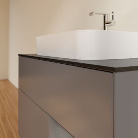 Тумба под раковину Villeroy & Boch Finion 100х50,1 см с подсветкой МДФ антрацит матовый лак/стекло черное матовое G372GKGK