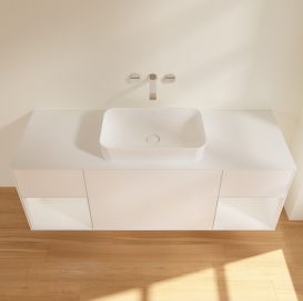 Тумба под раковину Villeroy & Boch Finion 160х50,1 см с подсветкой МДФ белый матовый лак/стекло белое матовое G741GFMT