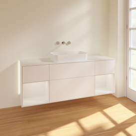 Тумба под раковину Villeroy & Boch Finion 160х50,1 см с подсветкой МДФ белый матовый лак/стекло белое матовое G741GFMT