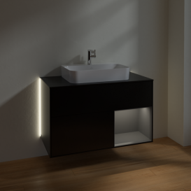 Тумба под раковину Villeroy & Boch Finion 100х50,1 см с подсветкой МДФ черный матовый лак/стекло черное матовое G372GKPD