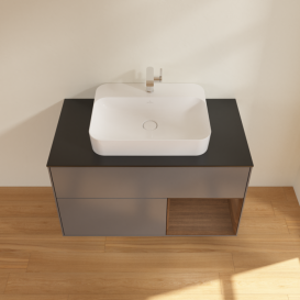 Тумба под раковину Villeroy & Boch Finion 100х50,1 см с подсветкой МДФ антрацит матовый лак/стекло черное матовое G372GNGK