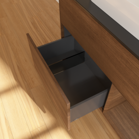 Тумба под раковину Villeroy & Boch Finion 100х50,1 см с подсветкой МДФ шпон грецкого ореха/стекло черное матовое G372GNGN