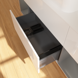 Тумба под раковину Villeroy & Boch Finion 160х50,1 см с подсветкой МДФ глянцевый белый лак/стекло белое матовое  G741GKGF