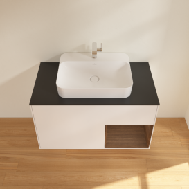 Тумба под раковину Villeroy & Boch Finion 100х50,1 см с подсветкой МДФ белый матовый лак/стекло черное матовое G372GNMT