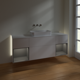 Тумба под раковину Villeroy & Boch Finion 160х50,1 см с подсветкой МДФ белый матовый лак/стекло белое матовое G741GKMT