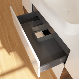 Тумба под раковину Villeroy & Boch Finion 160х50,1 см с подсветкой МДФ глянцевый белый лак/стекло белое матовое G741GNGF