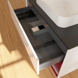 Тумба под раковину Villeroy & Boch Finion 100х50,1 см с подсветкой МДФ глянцевый белый лак/стекло черное матовое G372HBGF