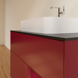 Тумба под раковину Villeroy & Boch Finion 100х50,1 см с подсветкой МДФ пион матовый лак/стекло черное матовое G372HBHB