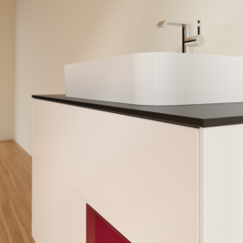 Тумба под раковину Villeroy & Boch Finion 100х50,1 см с подсветкой МДФ белый матовый лак/стекло черное матовое G372HBMT