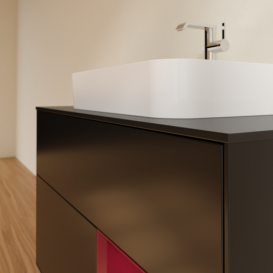 Тумба под раковину Villeroy & Boch Finion 100х50,1 см с подсветкой МДФ черный матовый лак/стекло черное матовое G372HBPD