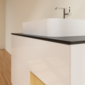 Тумба под раковину Villeroy & Boch Finion 100х50,1 см с подсветкой МДФ глянцевый белый лак/стекло черное матовое G372HFGF