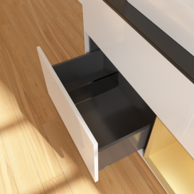 Тумба под раковину Villeroy & Boch Finion 100х50,1 см с подсветкой МДФ глянцевый белый лак/стекло черное матовое G372HFGF