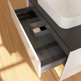 Тумба под раковину Villeroy & Boch Finion 100х50,1 см с подсветкой МДФ глянцевый белый лак/стекло черное матовое G372HFGF