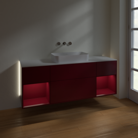 Тумба под раковину Villeroy & Boch Finion 160х50,1 см с подсветкой МДФ пион матовый лак/стекло белое матовое G741HBHB