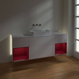 Тумба под раковину Villeroy & Boch Finion 160х50,1 см с подсветкой МДФ белый матовый лак/стекло белое матовое G741HBMT