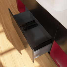 Тумба под раковину Villeroy & Boch Finion 160х50,1 см с подсветкой МДФ черный матовый лак/стекло белое матовое G741HBPD