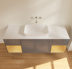 Тумба под раковину Villeroy & Boch Finion 160х50,1 см с подсветкой МДФ антрацит матовый лак/стекло белое матовое G741HFGK