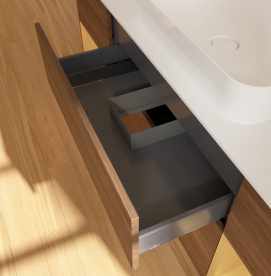 Тумба под раковину Villeroy & Boch Finion 160х50,1 см с подсветкой МДФ шпон грецкого ореха/стекло белое матовое G741HFGN