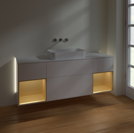 Тумба под раковину Villeroy & Boch Finion 160х50,1 см с подсветкой МДФ белый матовый лак/стекло белое матовое G741HFMT