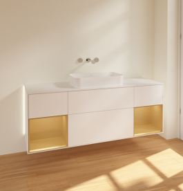 Тумба под раковину Villeroy & Boch Finion 160х50,1 см с подсветкой МДФ белый матовый лак/стекло белое матовое G741HFMT