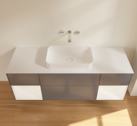 Тумба под раковину Villeroy & Boch Finion 160х50,1 см с подсветкой МДФ антрацит матовый лак/стекло белое матовое G741MTGK