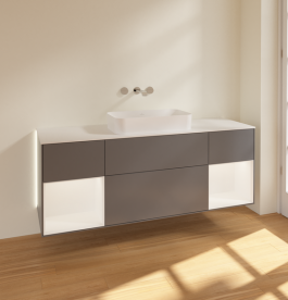 Тумба под раковину Villeroy & Boch Finion 160х50,1 см с подсветкой МДФ антрацит матовый лак/стекло белое матовое G741MTGK