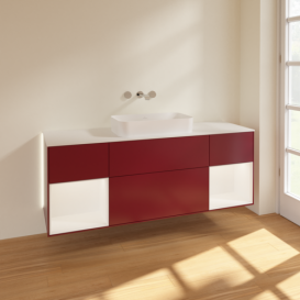 Тумба под раковину Villeroy & Boch Finion 160х50,1 см с подсветкой МДФ пион матовый лак/стекло белое матовое G741MTHB