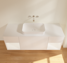 Тумба под раковину Villeroy & Boch Finion 160х50,1 см с подсветкой МДФ белый матовый лак/стекло белое матовое G741MTMT