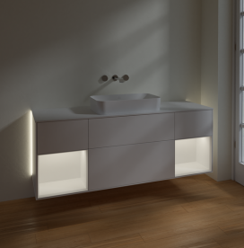 Тумба под раковину Villeroy & Boch Finion 160х50,1 см с подсветкой МДФ белый матовый лак/стекло белое матовое G741MTMT