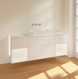 Тумба под раковину Villeroy & Boch Finion 160х50,1 см с подсветкой МДФ белый матовый лак/стекло белое матовое G741MTMT