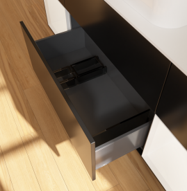 Тумба под раковину Villeroy & Boch Finion 160х50,1 см с подсветкой МДФ черный матовый лак/стекло белое матовое G741MTPD