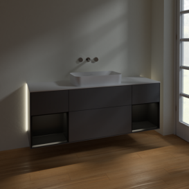 Тумба под раковину Villeroy & Boch Finion 160х50,1 см с подсветкой МДФ антрацит матовый лак/стекло белое матовое G741PDGK