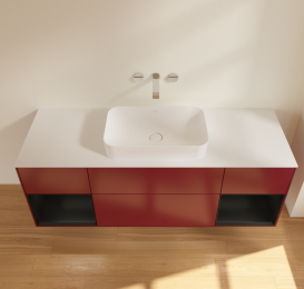 Тумба под раковину Villeroy & Boch Finion 160х50,1 см с подсветкой МДФ пион матовый лак/стекло белое матовое G741PDHB