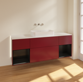 Тумба под раковину Villeroy & Boch Finion 160х50,1 см с подсветкой МДФ пион матовый лак/стекло белое матовое G741PDHB