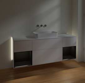 Тумба под раковину Villeroy & Boch Finion 160х50,1 см с подсветкой МДФ белый матовый лак/стекло белое матовое G741PDMT
