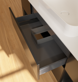 Тумба под раковину Villeroy & Boch Finion 160х50,1 см с подсветкой МДФ черный матовый лак/стекло белое матовое G741PDPD