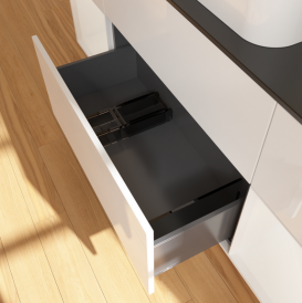 Тумба под раковину Villeroy & Boch Finion 160х50,1 см с подсветкой МДФ глянцевый белый лак/стекло черное матовое G742GFGF