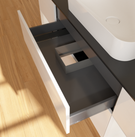 Тумба под раковину Villeroy & Boch Finion 160х50,1 см с подсветкой МДФ глянцевый белый лак/стекло черное матовое G742GFGF