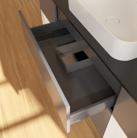 Тумба под раковину Villeroy & Boch Finion 160х50,1 см с подсветкой МДФ антрацит матовый лак/стекло черное матовое G742GFGK