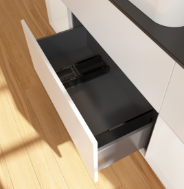 Тумба под раковину Villeroy & Boch Finion 160х50,1 см с подсветкой МДФ белый матовый лак/стекло черное матовое G742GFMT