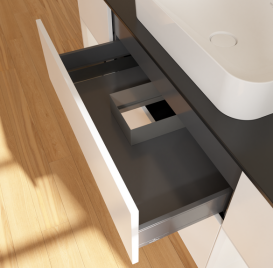 Тумба под раковину Villeroy & Boch Finion 160х50,1 см с подсветкой МДФ белый матовый лак/стекло черное матовое G742GFMT