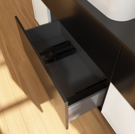 Тумба под раковину Villeroy & Boch Finion 160х50,1 см с подсветкой МДФ черный матовый лак/стекло черное матовое G742GFPD