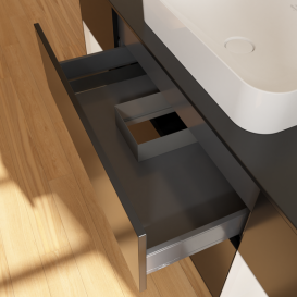 Тумба под раковину Villeroy & Boch Finion 160х50,1 см с подсветкой МДФ черный матовый лак/стекло черное матовое G742GFPD