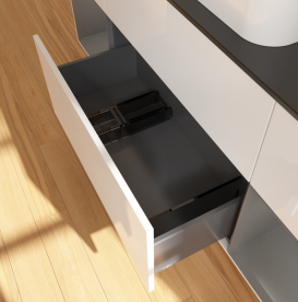 Тумба под раковину Villeroy & Boch Finion 160х50,1 см с подсветкой МДФ глянцевый белый лак/стекло черное матовое G742GKGF