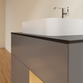 Тумба под раковину Villeroy & Boch Finion 100х50,1 см с подсветкой МДФ антрацит матовый лак/стекло черное матовое G372HFGK