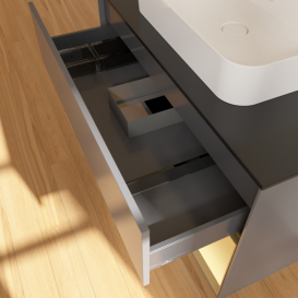 Тумба под раковину Villeroy & Boch Finion 100х50,1 см с подсветкой МДФ антрацит матовый лак/стекло черное матовое G372HFGK