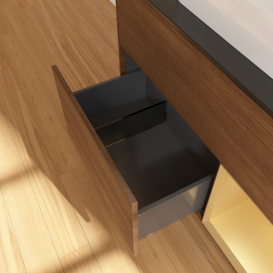 Тумба под раковину Villeroy & Boch Finion 100х50,1 см с подсветкой МДФ шпон грецкого ореха/стекло черное матовое G372HFGN